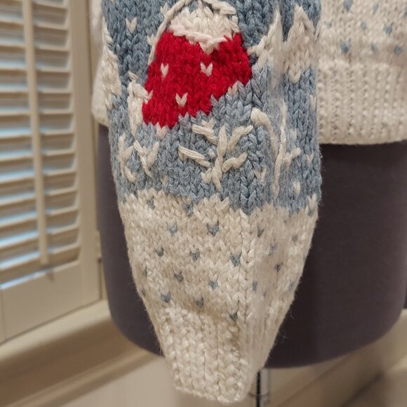 Vintage Orvis One Horse Sleigh w Snowflakes Ramie/Cotton Sweater Size S 6/8 - Picture 5 of 10